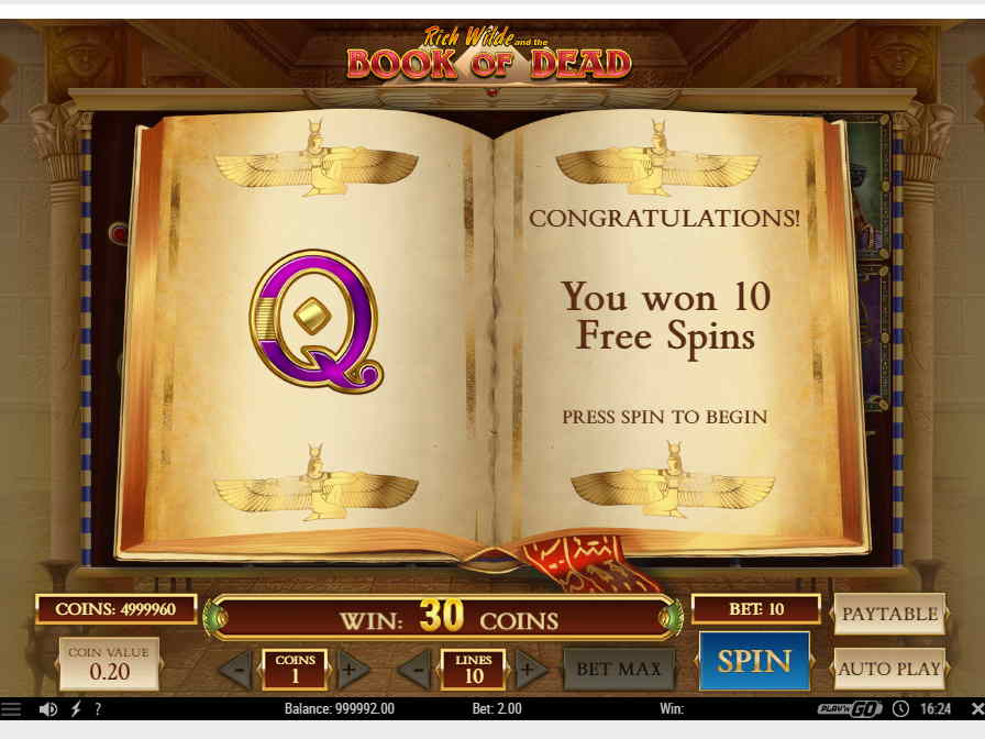 Слот Книга Мёртвых, раунд с фриспинами