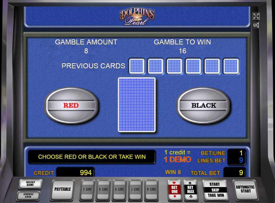 Риск-игра в слоте Dolphins Pearl