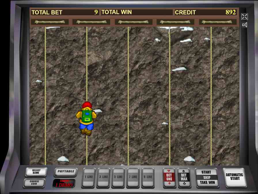 Тематический тур в автомате Веревки Бонусная игра в слоте Rock Climber
